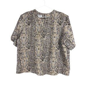 Truffles Animal Print Snakeskin Top 2X Brown Safari Jungle Exotic Classic Chic
